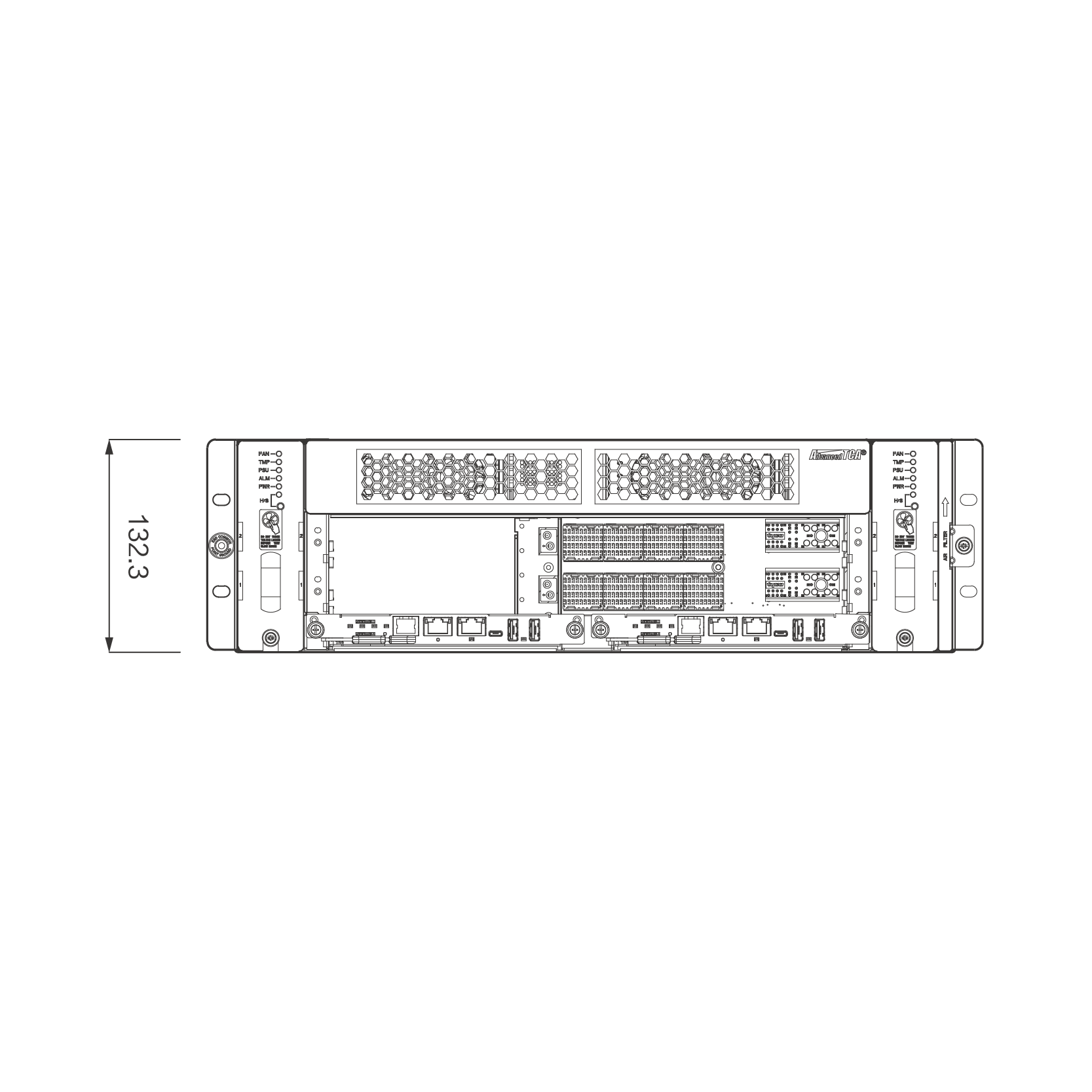 ATCA机箱 3U2S-100G 结构正视图