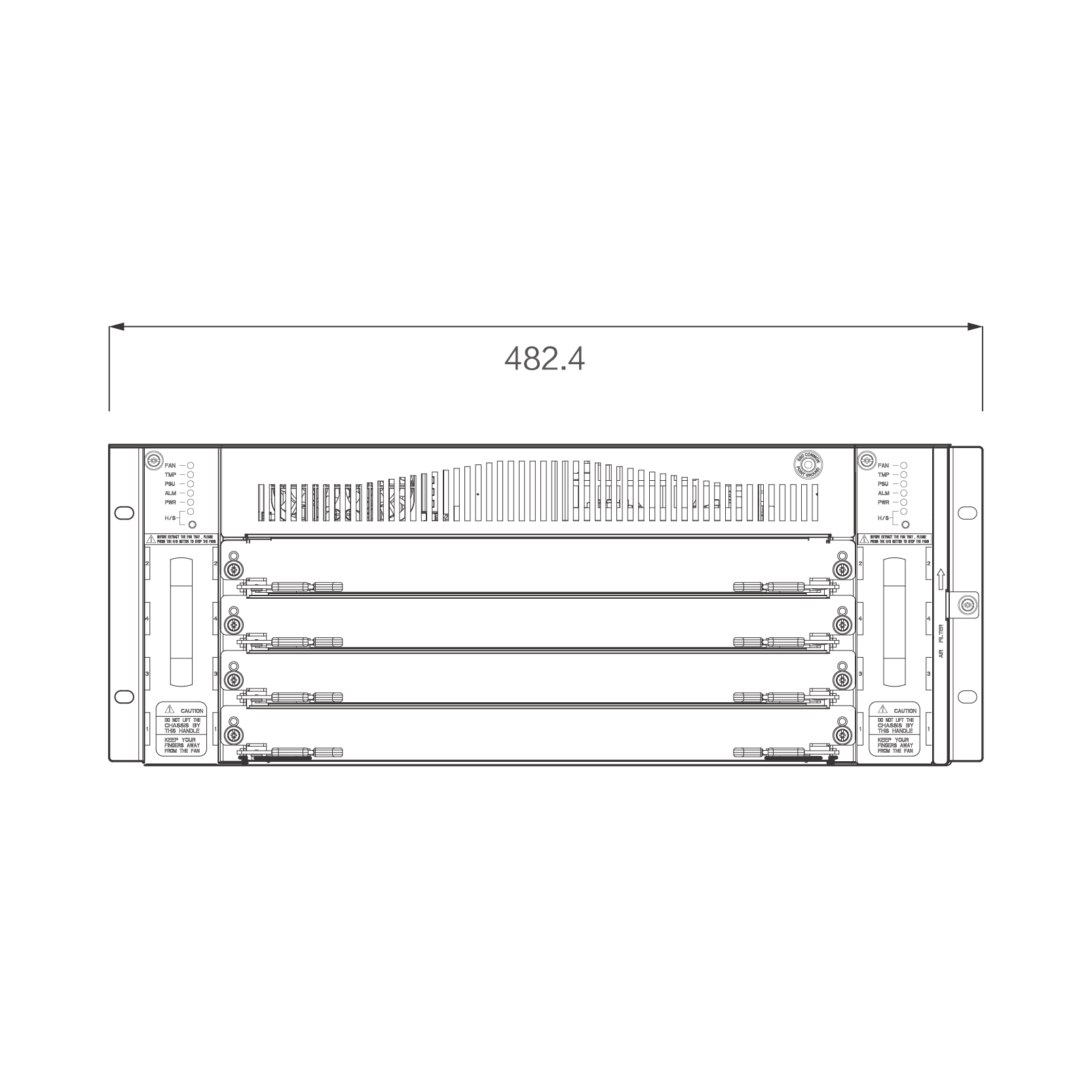 ATCA机箱 4U4S-10G&40G&100G 结构正视图