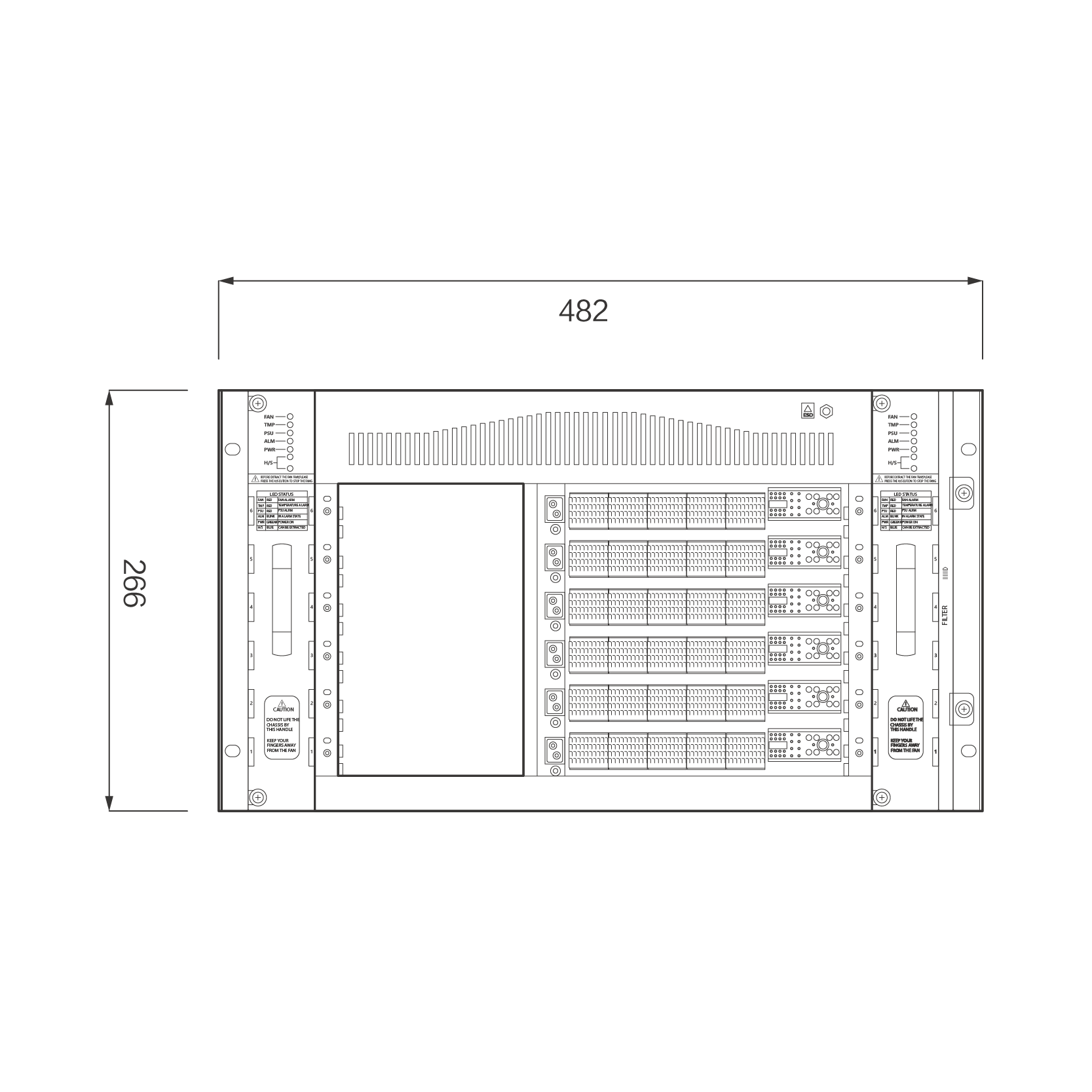 ATCA机箱 6U6S-10G&40G&100G 结构正视图
