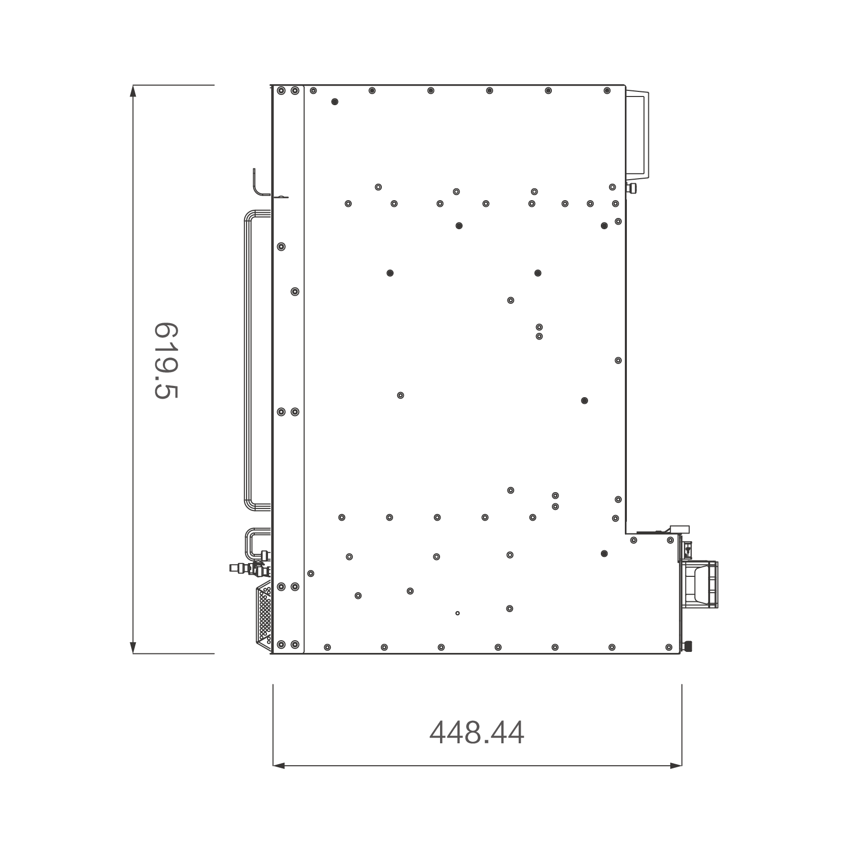 ATCA机箱 14U14S-40G 结构侧视图