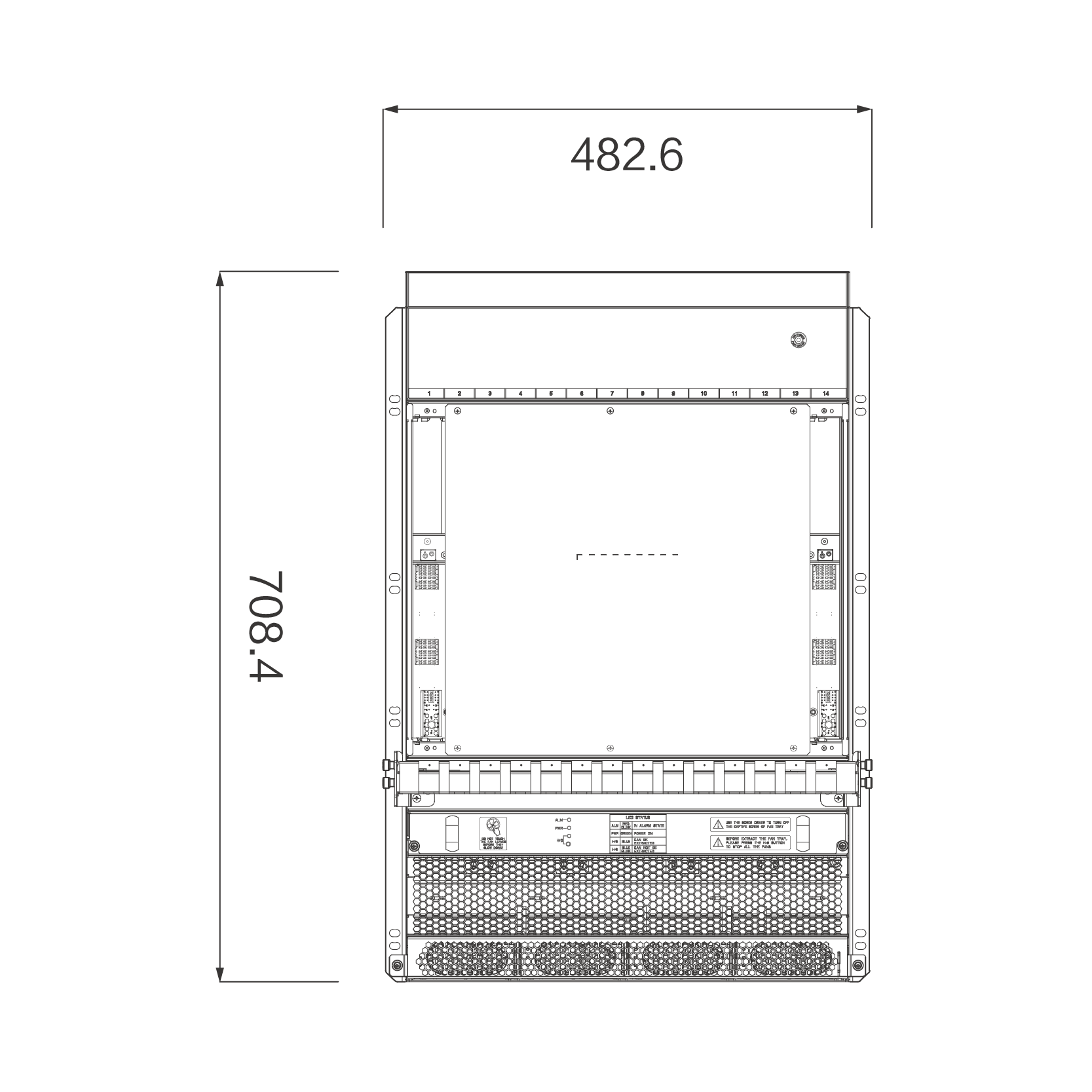 ATCA机箱 16U14S-10G&40G 结构正视图