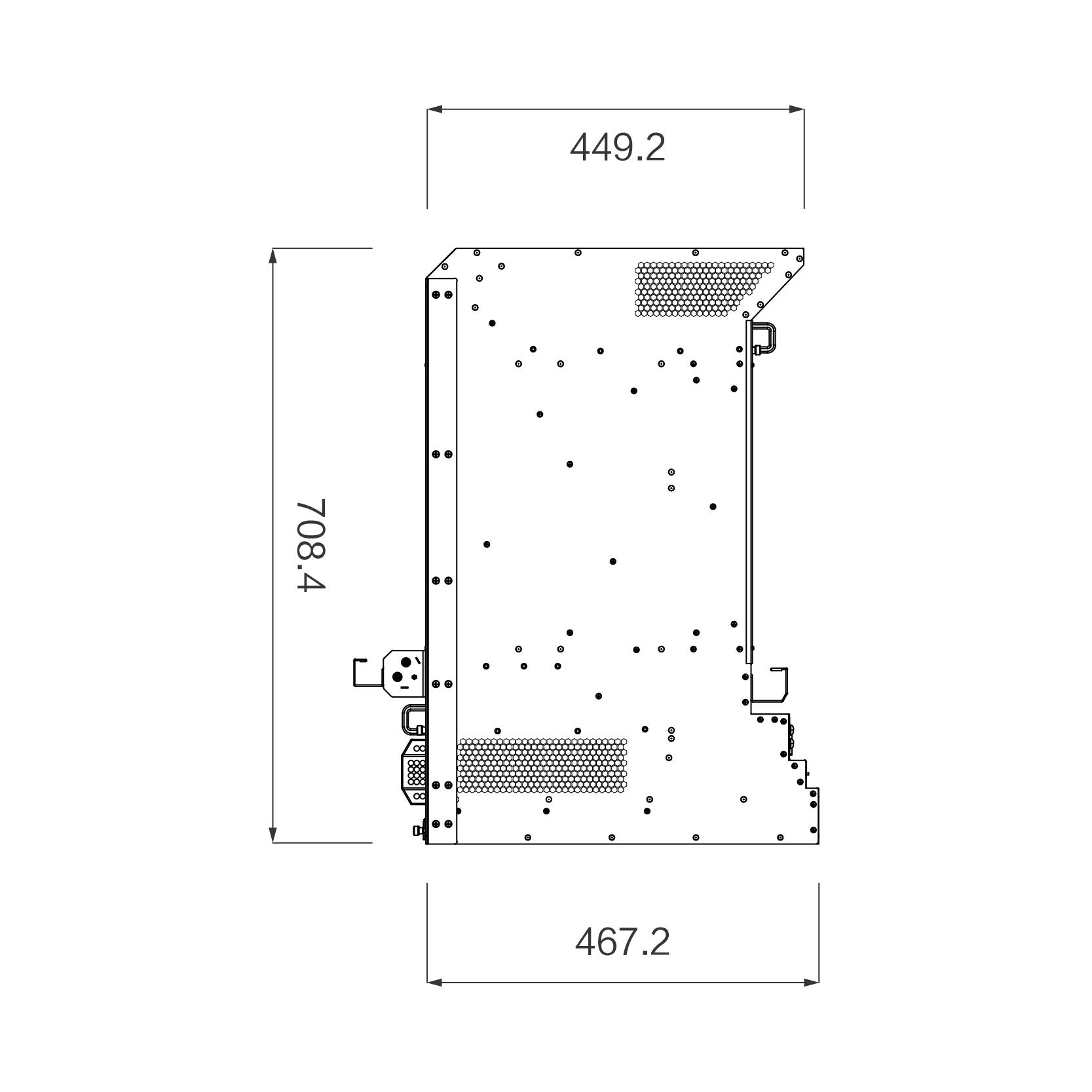 ATCA机箱 16U14S-10G&40G 结构侧视图
