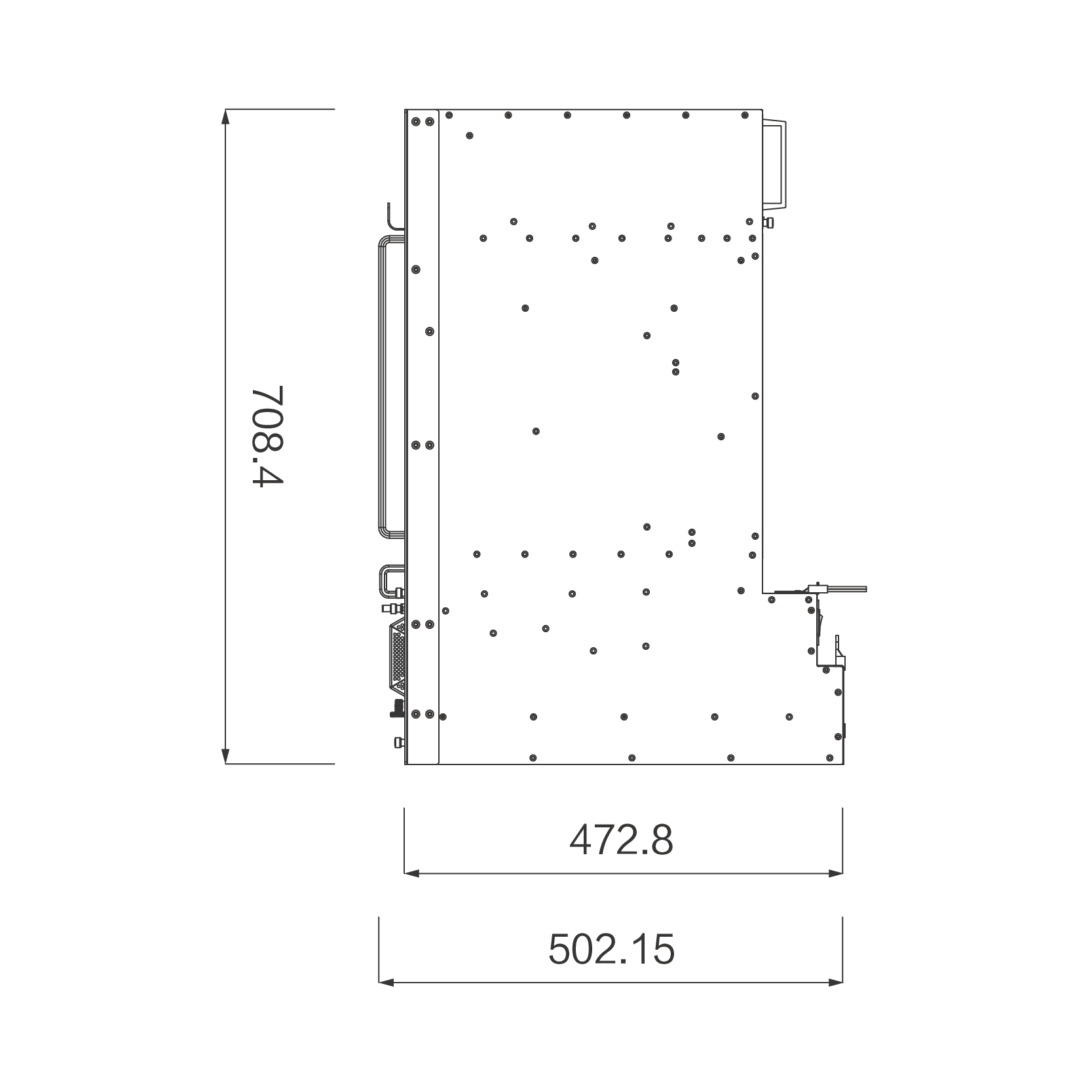 ATCA机箱 16U14S-40G&100G 结构侧视图